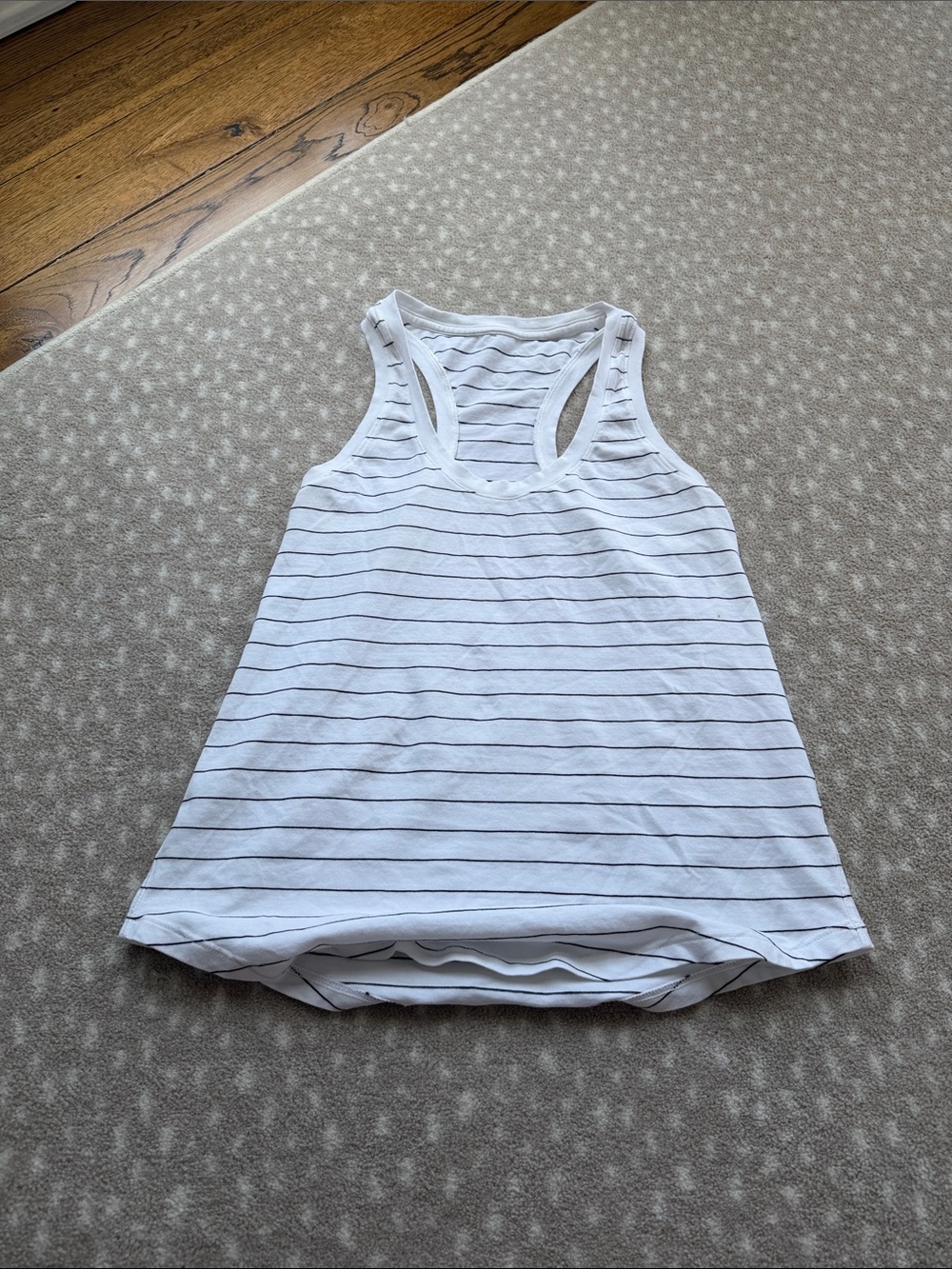 lululemon athletica White Tank Top with Thin Black Stripes